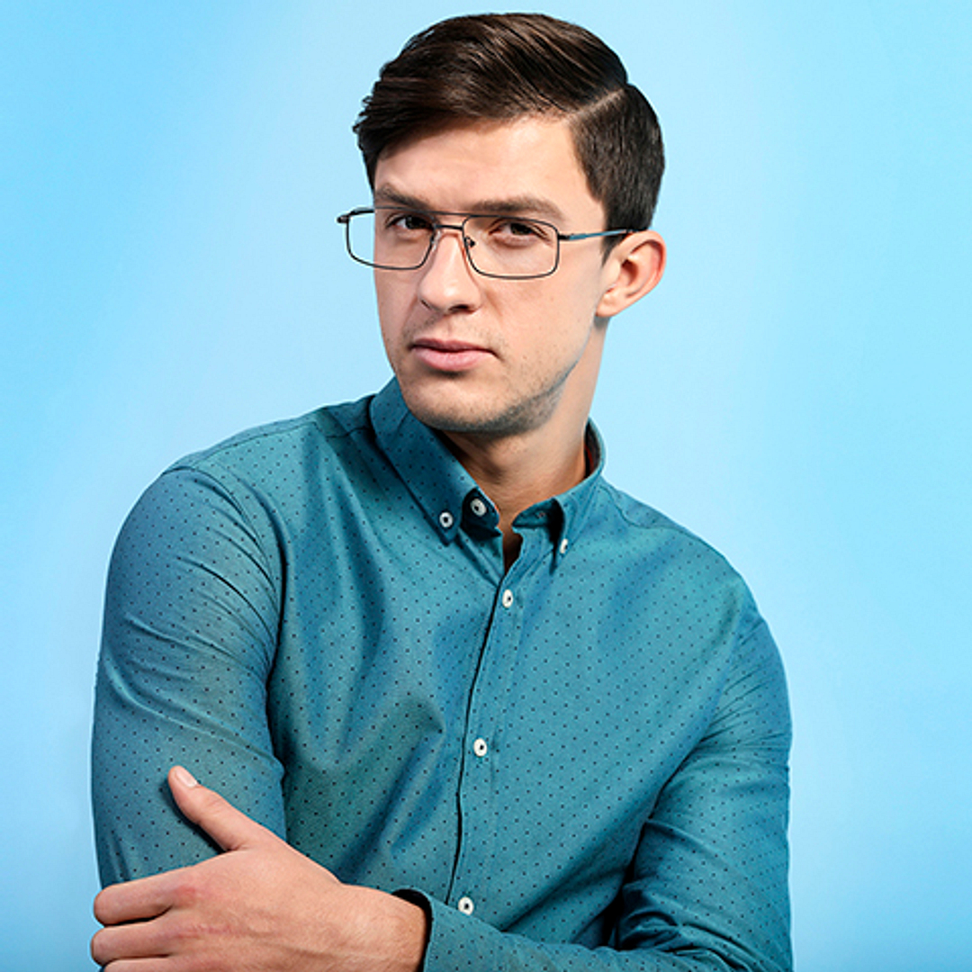 Vincent Chase Online Mid Gunmetal Full Rim Rectangle left side