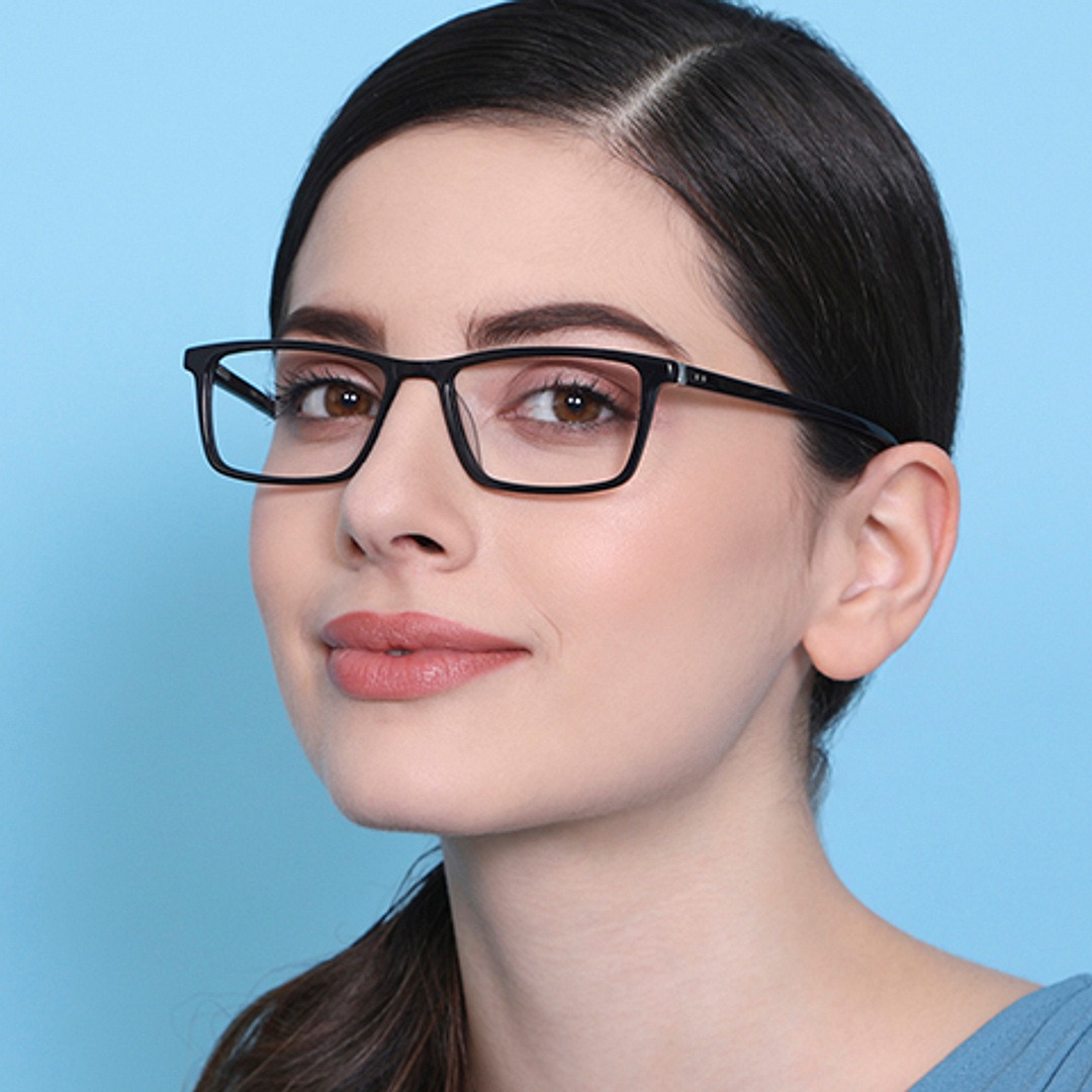 Vincent Chase Screen Glasses Blue Block Phone   Computer Glasses:Black Full Rim Rectangle Medium  Size-53  Vincent Chase HD Acetate VC E11260-C1 left side