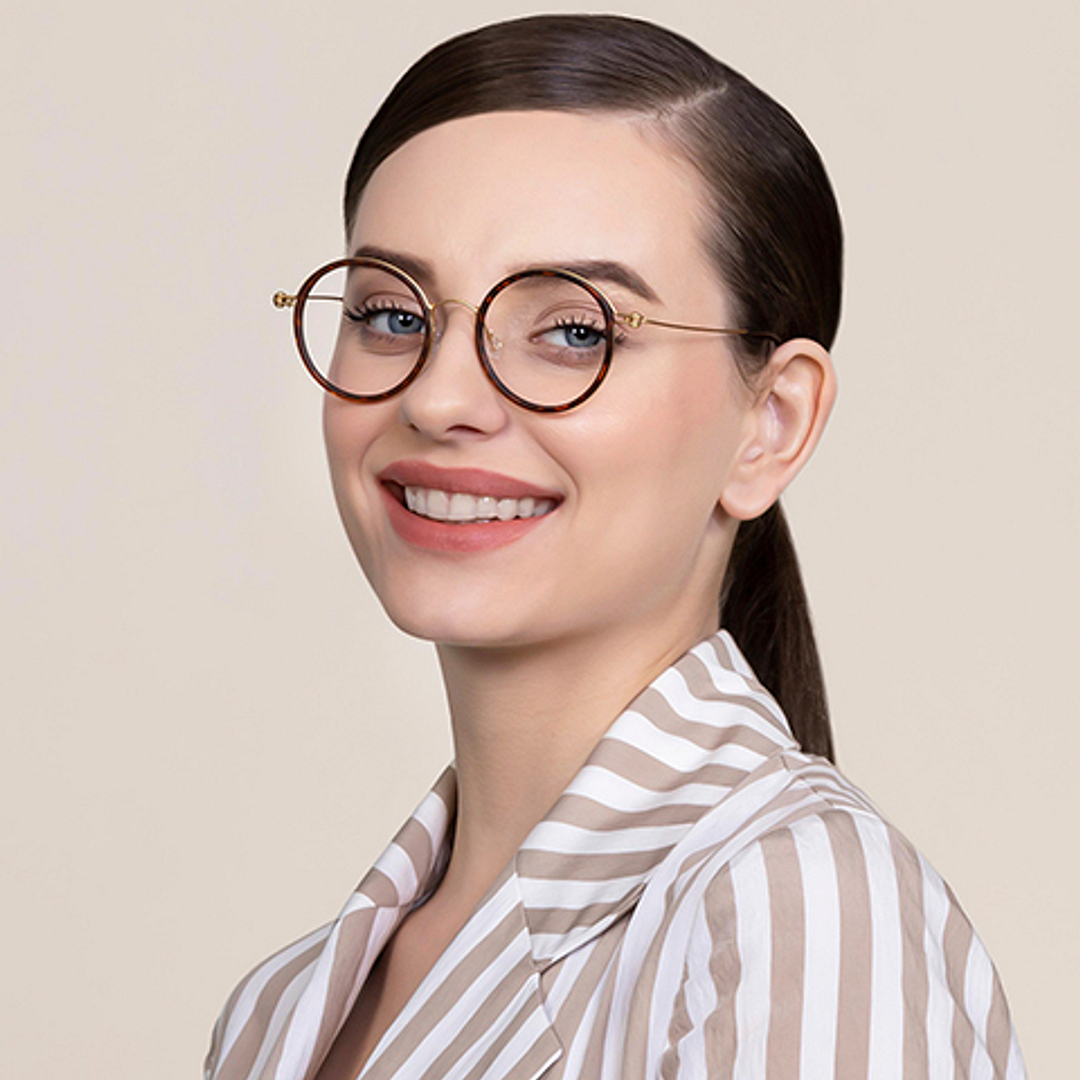 Lenskart Air Online Golden Brown Full Rim Round left side