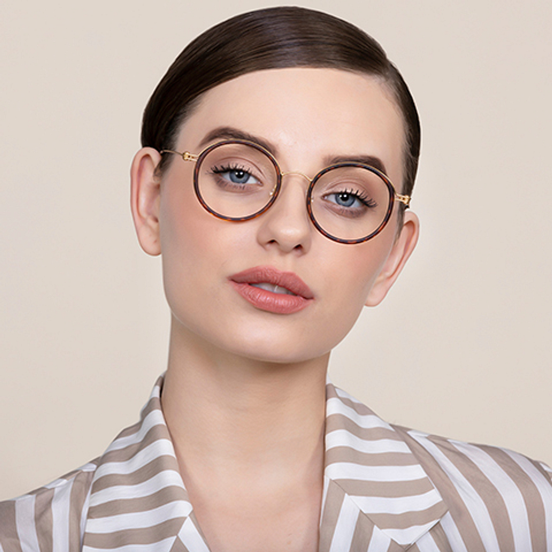 Lenskart Air Online Golden Brown Full Rim Round left side