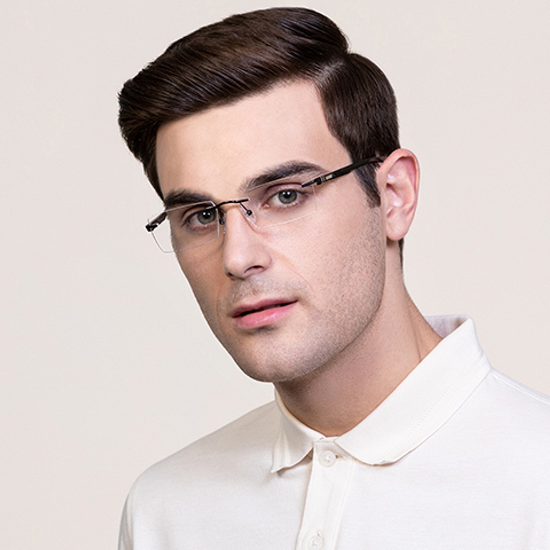 Lenskart Air Online Black Rimless Rectangle left side