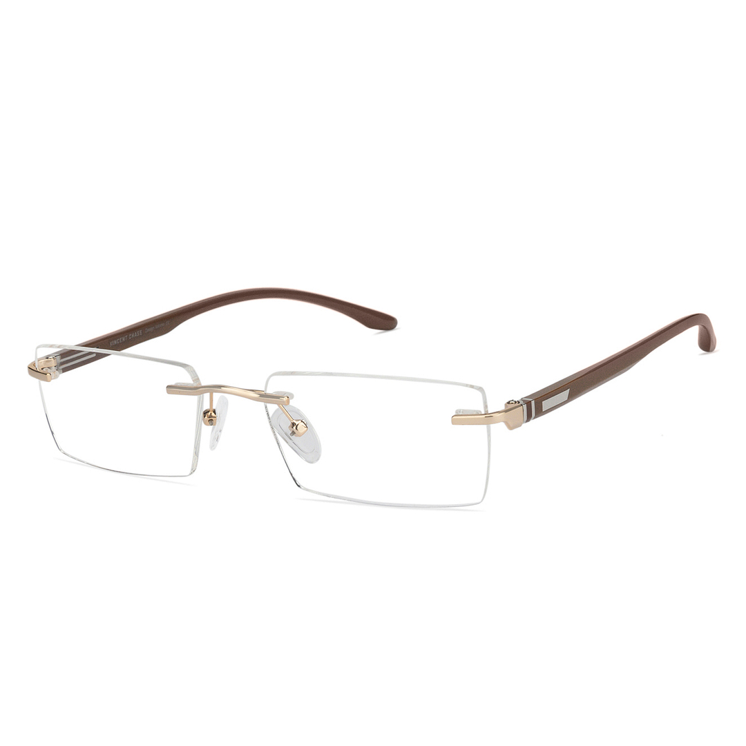 Lenskart Air Online Gold Rimless Rectangle left side