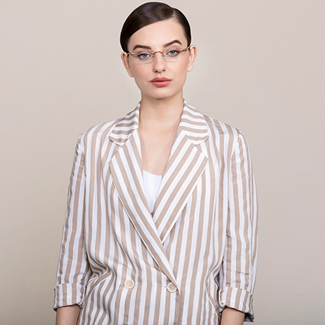 Lenskart Air Online Gold Rimless Rectangle left side