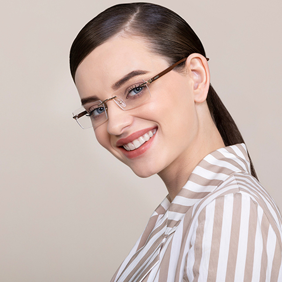 Lenskart Air Online Gold Rimless Rectangle right side