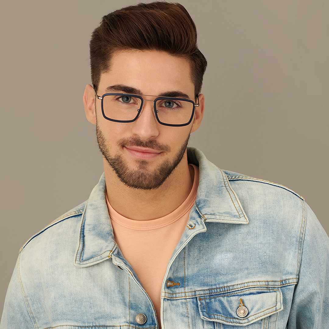 Lenskart Air Online Sky Blue Full Rim Rectangle left side