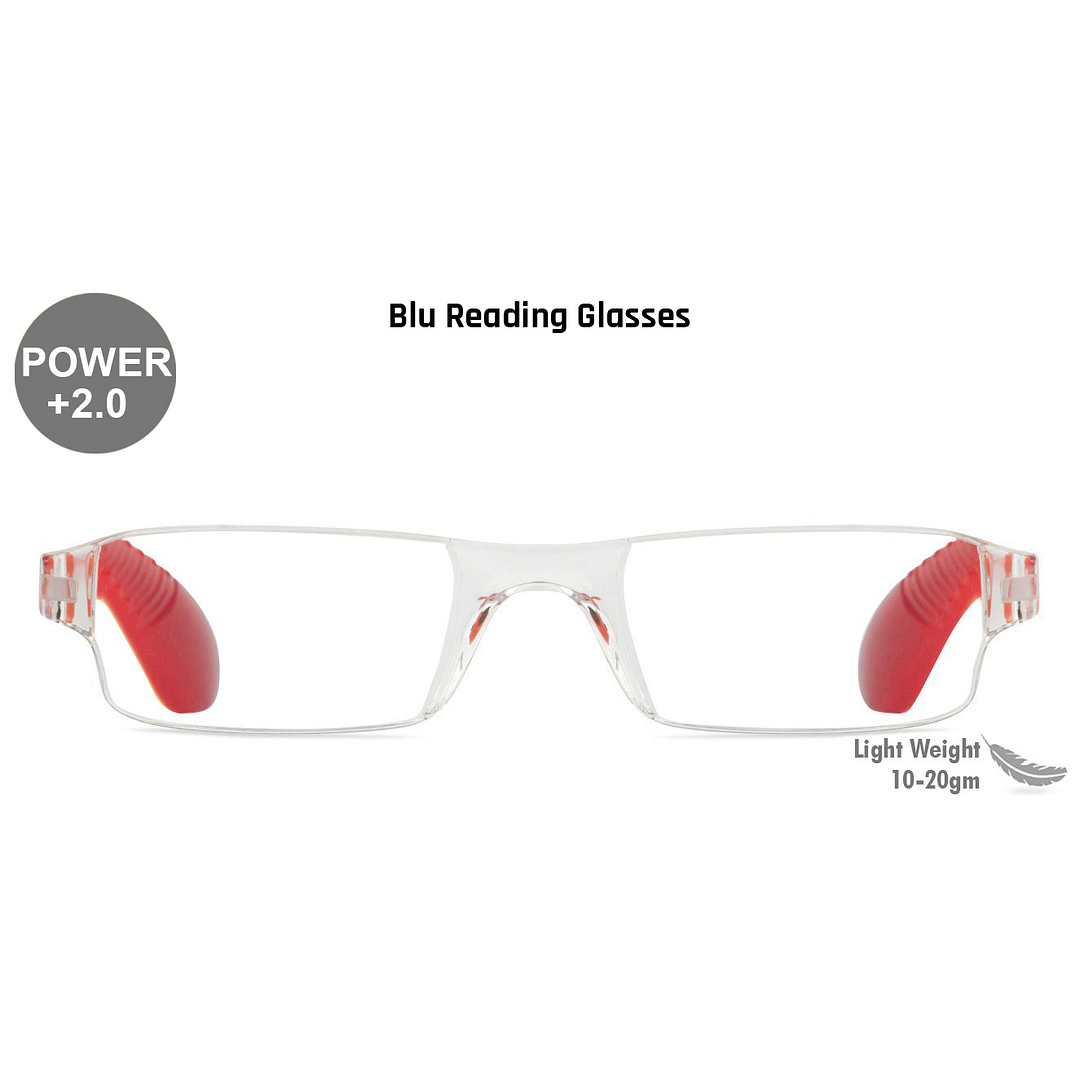 LENSKART BLU READERS Transparent Red Rimless Rectangle LENSKART BLU READERS VC E11335 Only for 2 Prefitted Powers right side