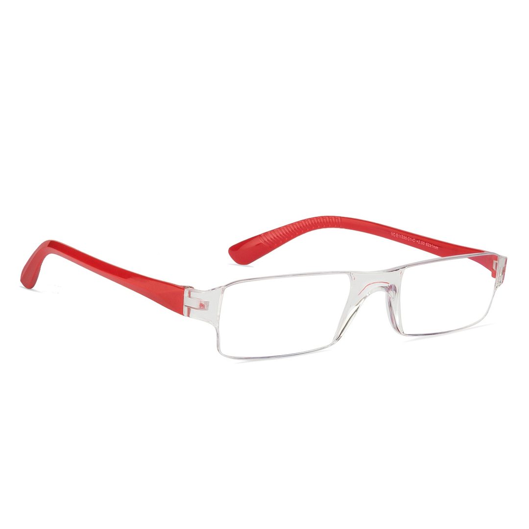 LENSKART BLU READERS Transparent Red Rimless Rectangle LENSKART BLU READERS VC E11335 Only for 2 Prefitted Powers right side