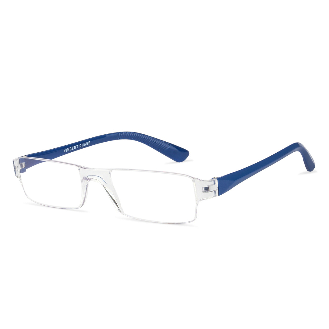 LENSKART BLU READERS Transparent Navy Blue Rimless Rectangle LENSKART BLU READERS VC E11335 Only for 2 5 Prefitted Powers left side