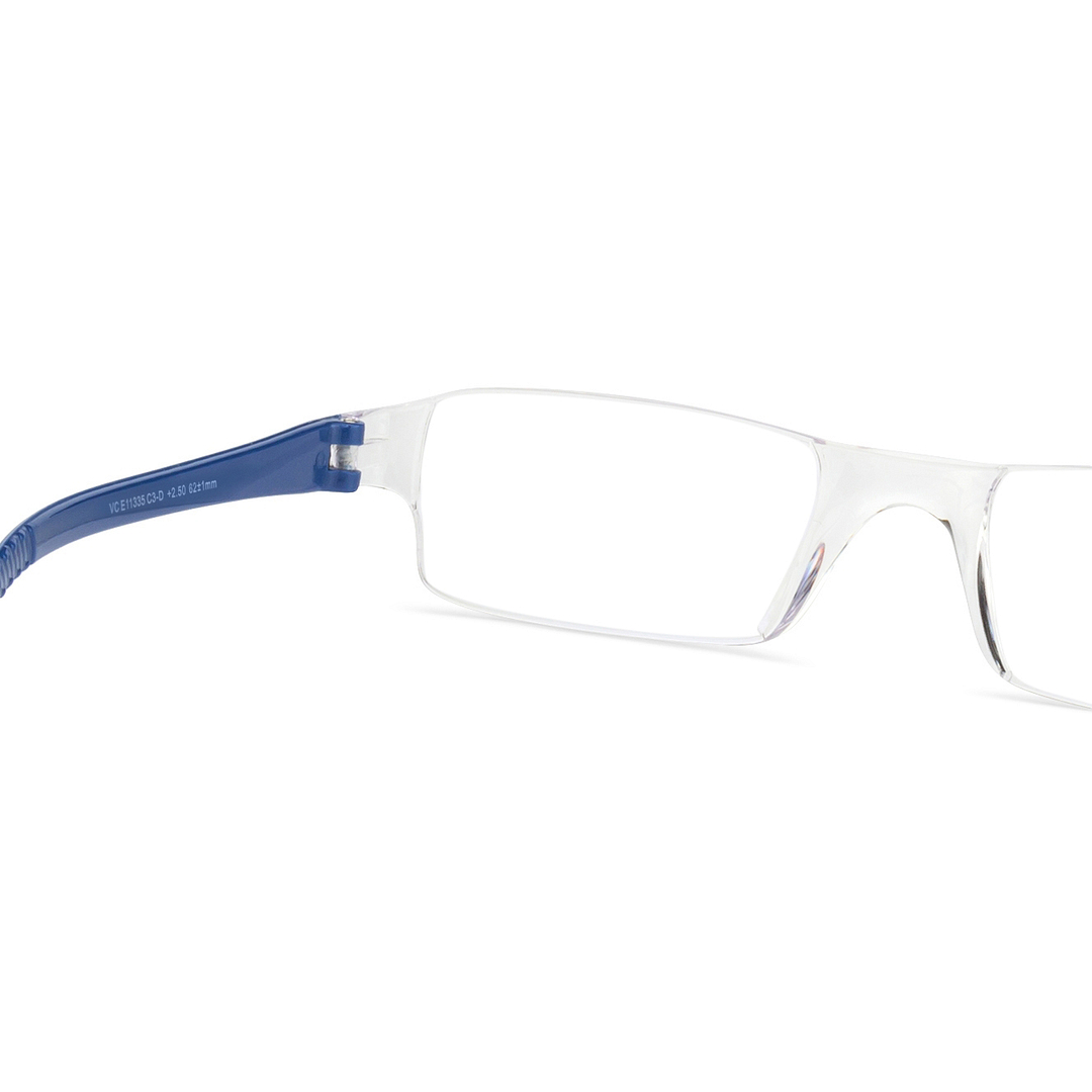 LENSKART BLU READERS Transparent Navy Blue Rimless Rectangle LENSKART BLU READERS VC E11335 Only for 2 5 Prefitted Powers left side
