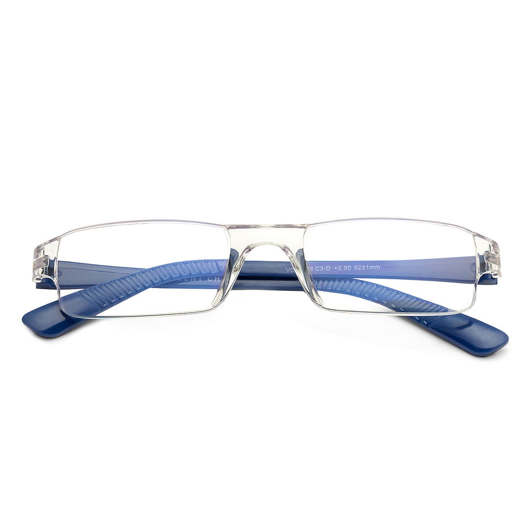 LENSKART BLU READERS Transparent Navy Blue Rimless Rectangle LENSKART BLU READERS VC E11335 Only for 2 5 Prefitted Powers right side