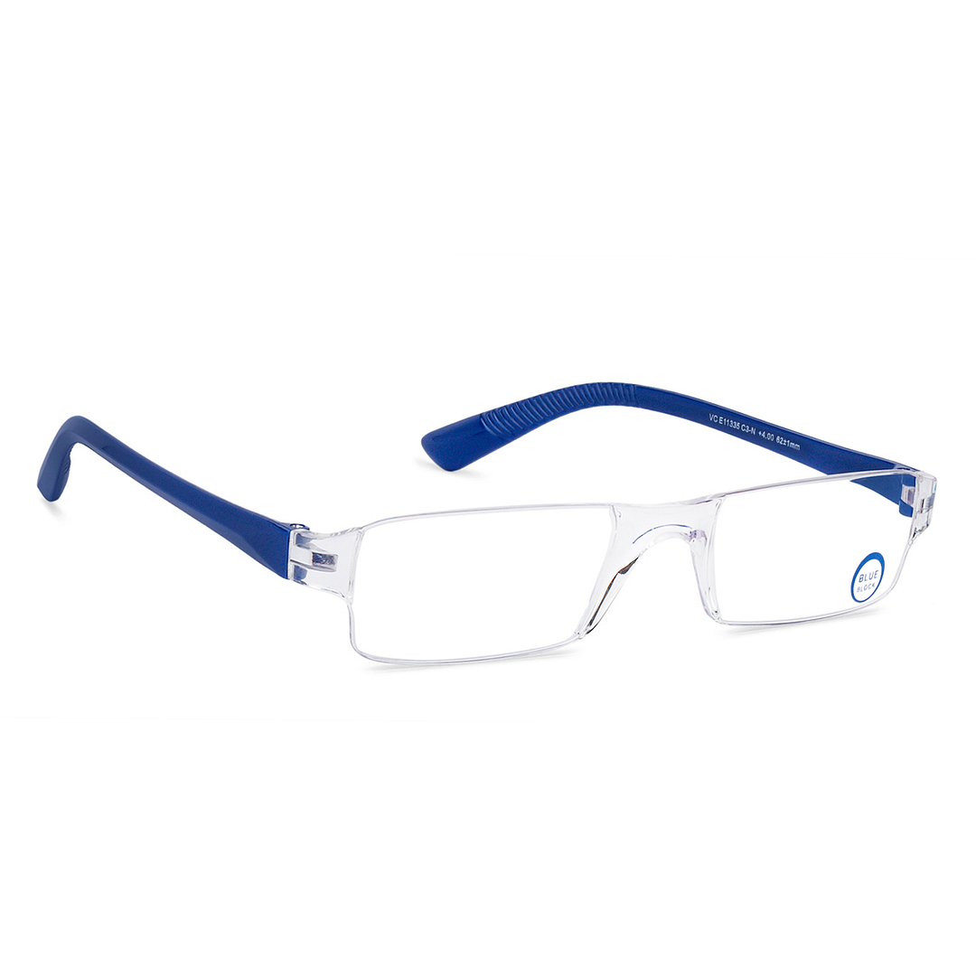 Lenskart READERS Transparent Navy Blue Rimless Rectangle Lenskart READERS VC E11335 Only for 4 Prefitted Powers left side