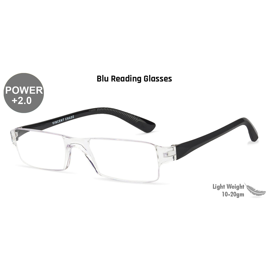 LENSKART BLU READERS Transparent Rimless Rectangle LENSKART BLU READERS VC E11335 Only for 2 Prefitted Powers left side