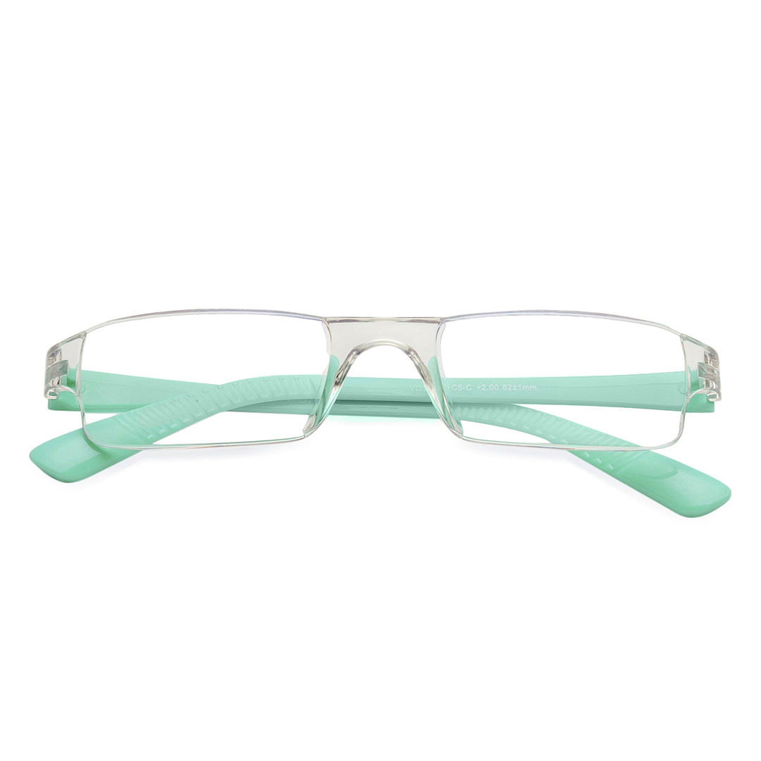 LENSKART BLU READERS Transparent Sky Blue Rimless Rectangle LENSKART BLU READERS VC E11335 Only for 2 5 Prefitted Powers left side
