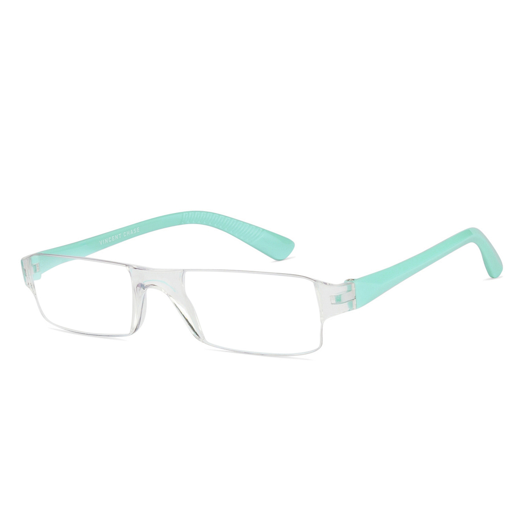 LENSKART BLU READERS Transparent Sky Blue Rimless Rectangle LENSKART BLU READERS VC E11335 Only for 3 5 Prefitted Powers left side