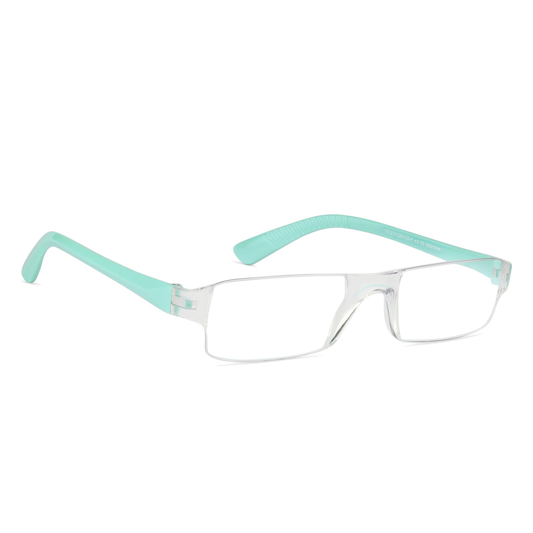 LENSKART BLU READERS Transparent Sky Blue Rimless Rectangle LENSKART BLU READERS VC E11335 Only for 3 5 Prefitted Powers left side