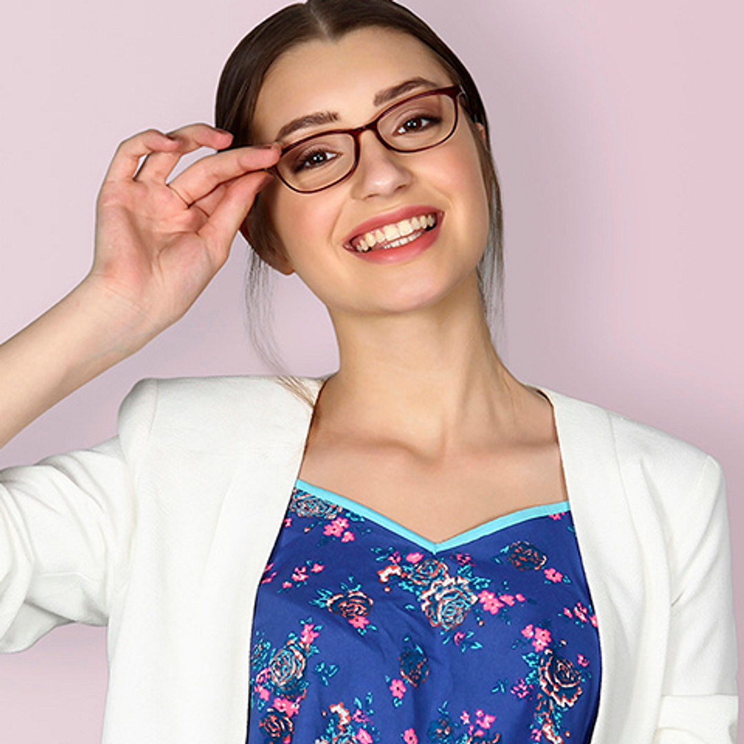 Lenskart Air Online Red Full Rim Cat Eye left side