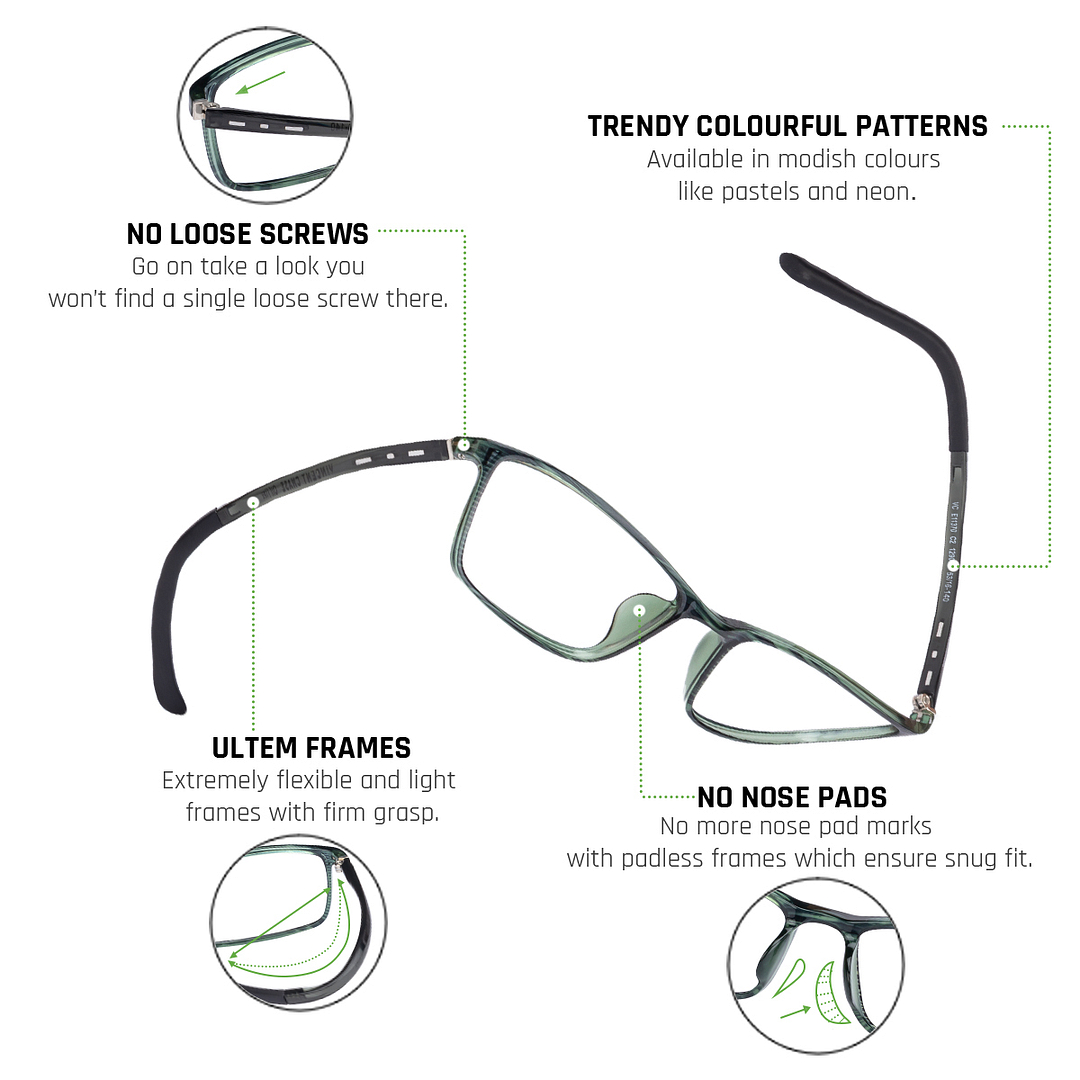 Lenskart Air Online Green Transparent Full Rim Rectangle right side