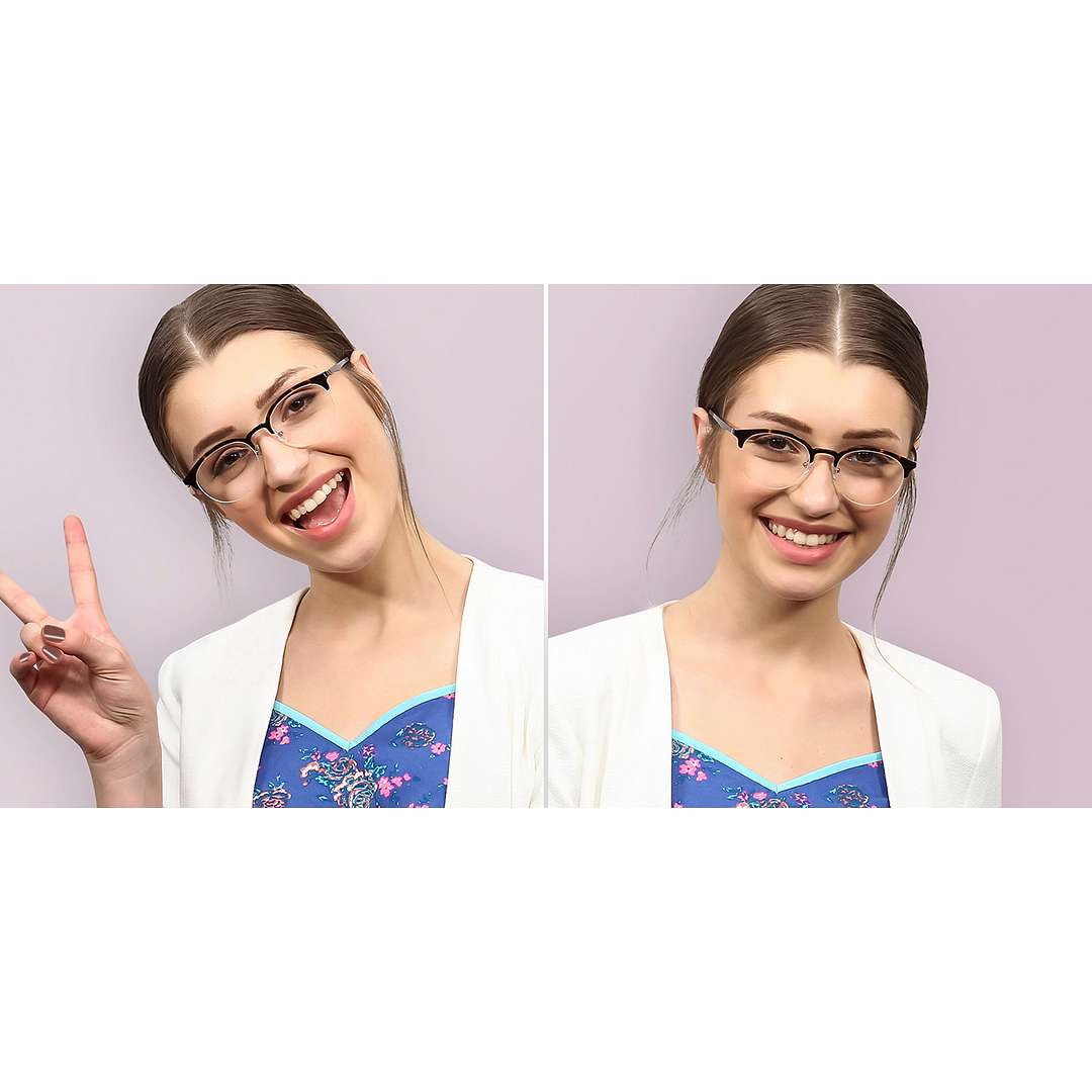 Lenskart Air Online Tortoise Half Rim Round right side