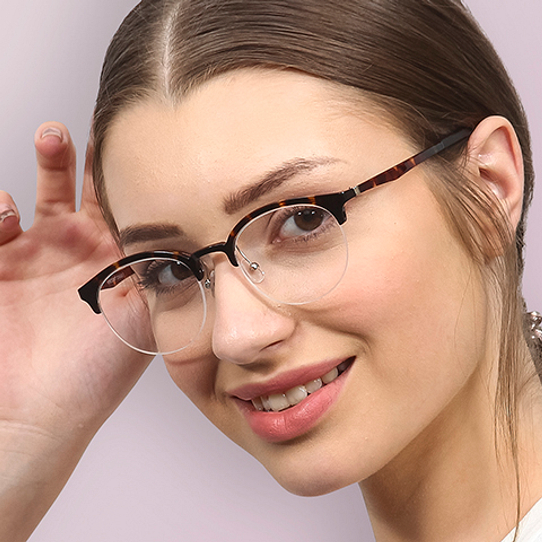 Lenskart Air Online Tortoise Half Rim Round left side