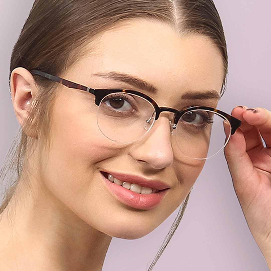 Lenskart Air Online Tortoise Half Rim Round right side