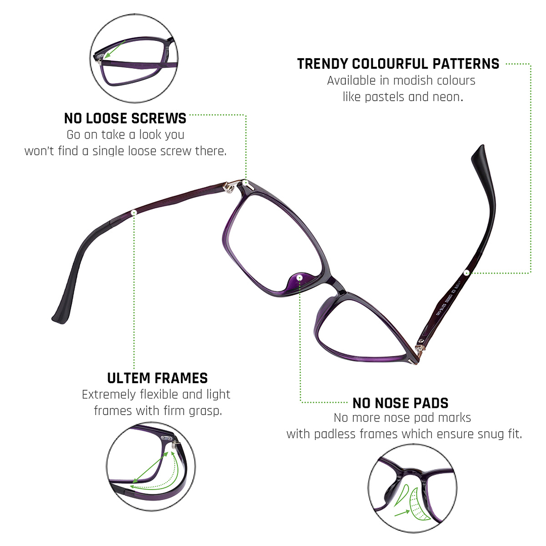 Lenskart Air Online Purple Full Rim Rectangle left side