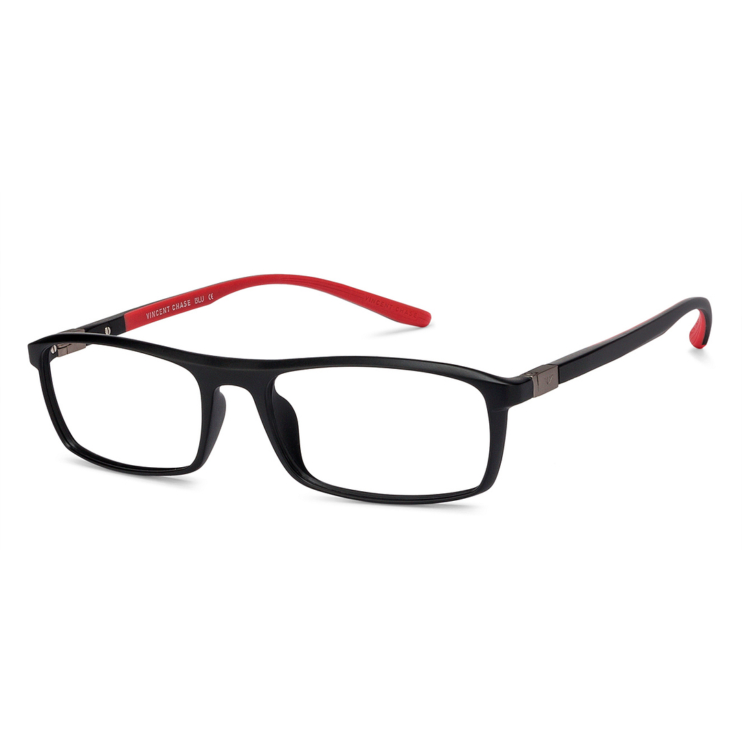 Lenskart BLU Screen Glasses Blue Block Zero Power Screen Glasses: Dual Color Red Full Rim Rectangle Lenskart Blu VC E11385-C1 right side