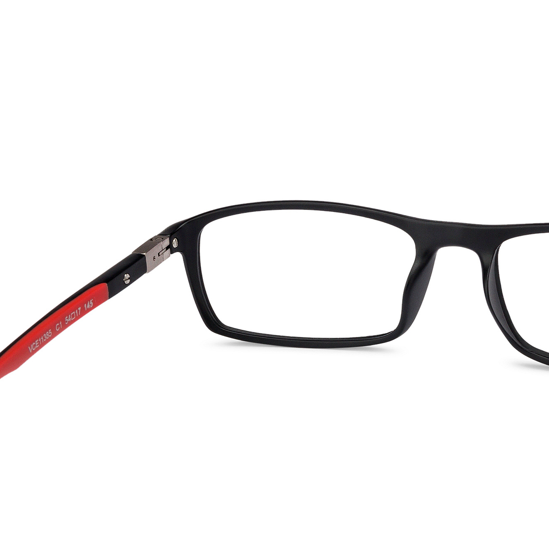 Lenskart BLU Screen Glasses Blue Block Zero Power Screen Glasses: Dual Color Red Full Rim Rectangle Lenskart Blu VC E11385-C1 left side