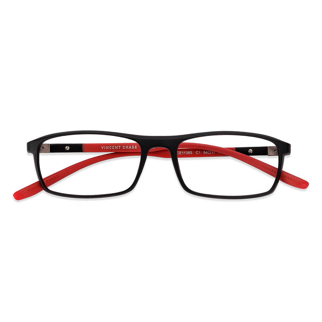 Lenskart BLU Screen Glasses Blue Block Zero Power Screen Glasses: Dual Color Red Full Rim Rectangle Lenskart Blu VC E11385-C1 right side