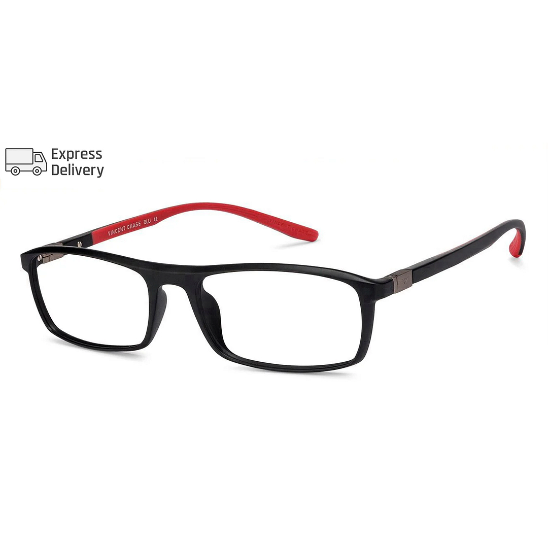 Lenskart BLU Screen Glasses Blue Block Zero Power Screen Glasses: Dual Color Red Full Rim Rectangle Lenskart Blu VC E11385-C1 right side