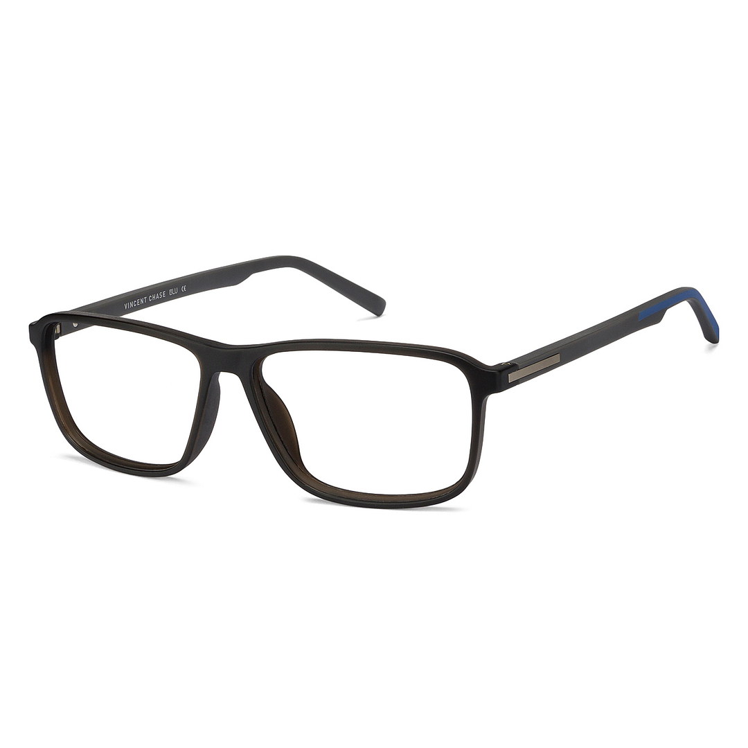 Lenskart BLU Screen Glasses Blue Block Zero Power Screen Glasses: Grey Blue Full Rim Rectangle Lenskart Blu VC E11387-C2 left side
