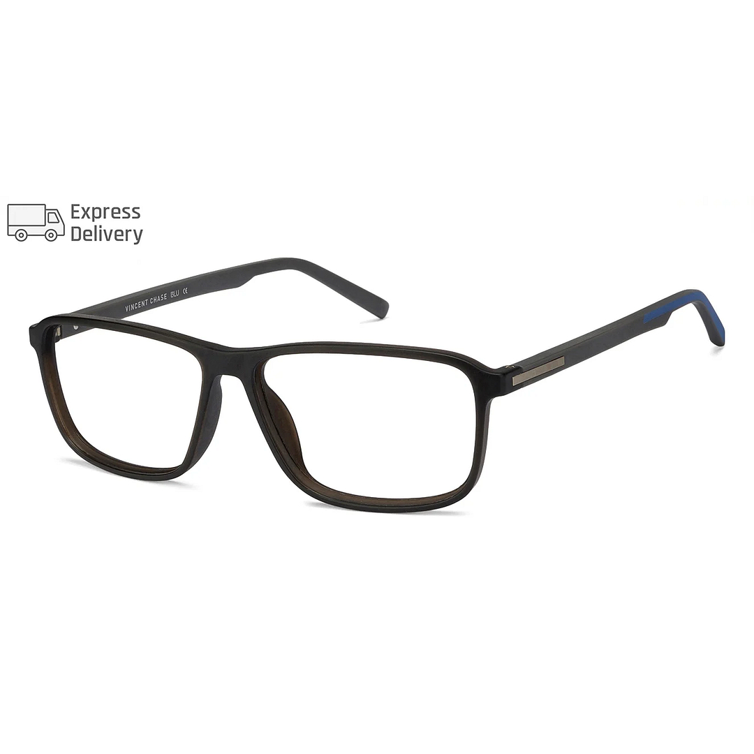 Lenskart BLU Screen Glasses Blue Block Zero Power Screen Glasses: Grey Blue Full Rim Rectangle Lenskart Blu VC E11387-C2 right side