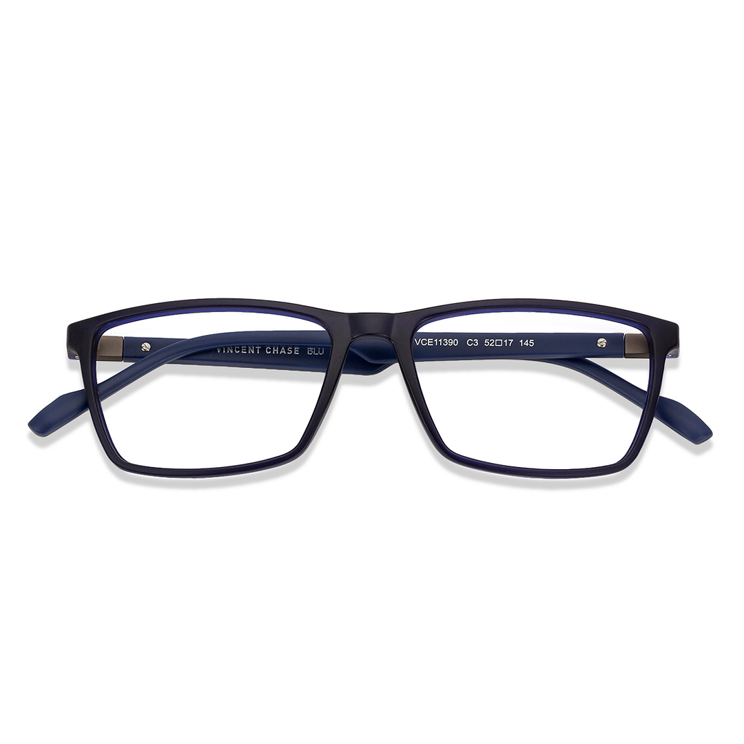 Lenskart BLU Screen Glasses Blue Block Zero Power Screen Glasses: Blue White Full Rim Rectangle Lenskart Blu VC E11390-C3 left side