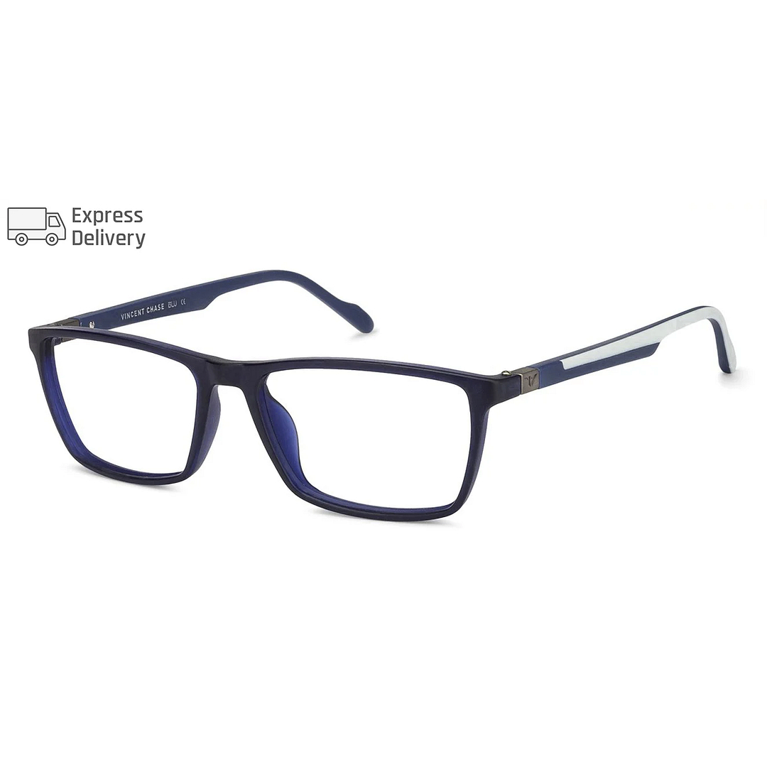 Lenskart BLU Screen Glasses Blue Block Zero Power Screen Glasses: Blue White Full Rim Rectangle Lenskart Blu VC E11390-C3 right side