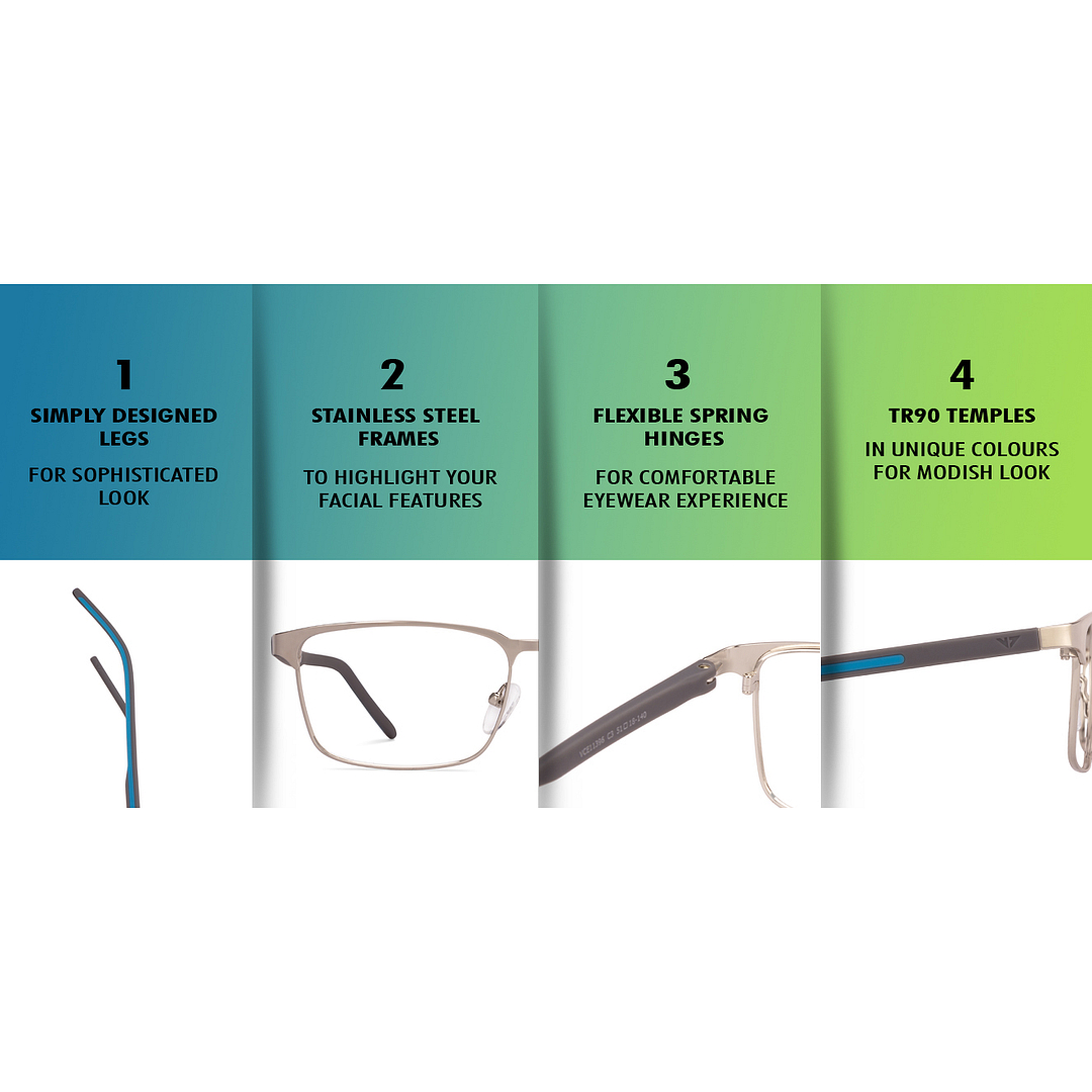 Vincent Chase Online Silver Full Rim Rectangle left side