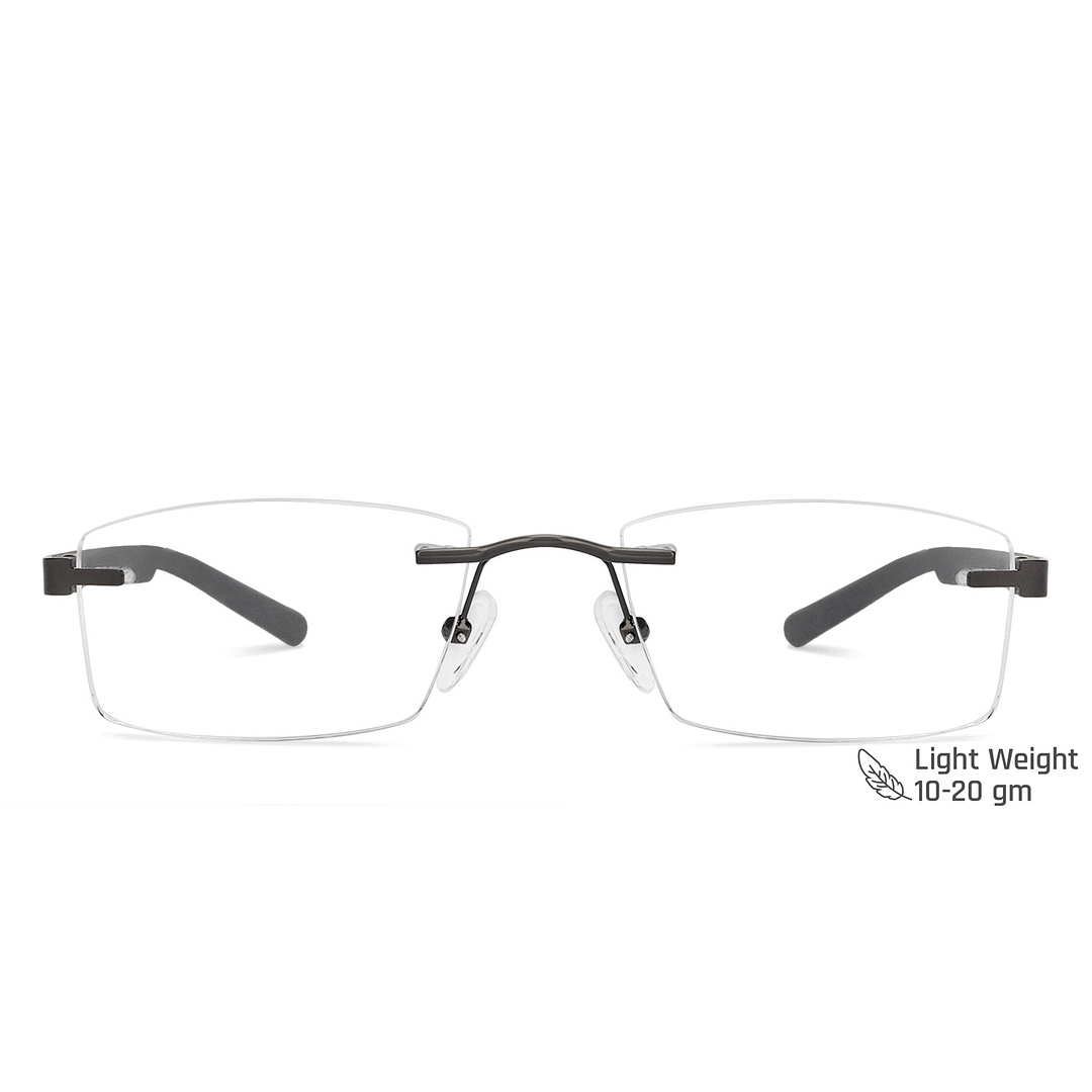 Lenskart Air Online Mid Gunmetal Rimless Rectangle left side