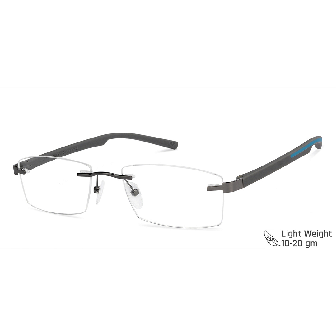 Lenskart Air Online Mid Gunmetal Rimless Rectangle right side