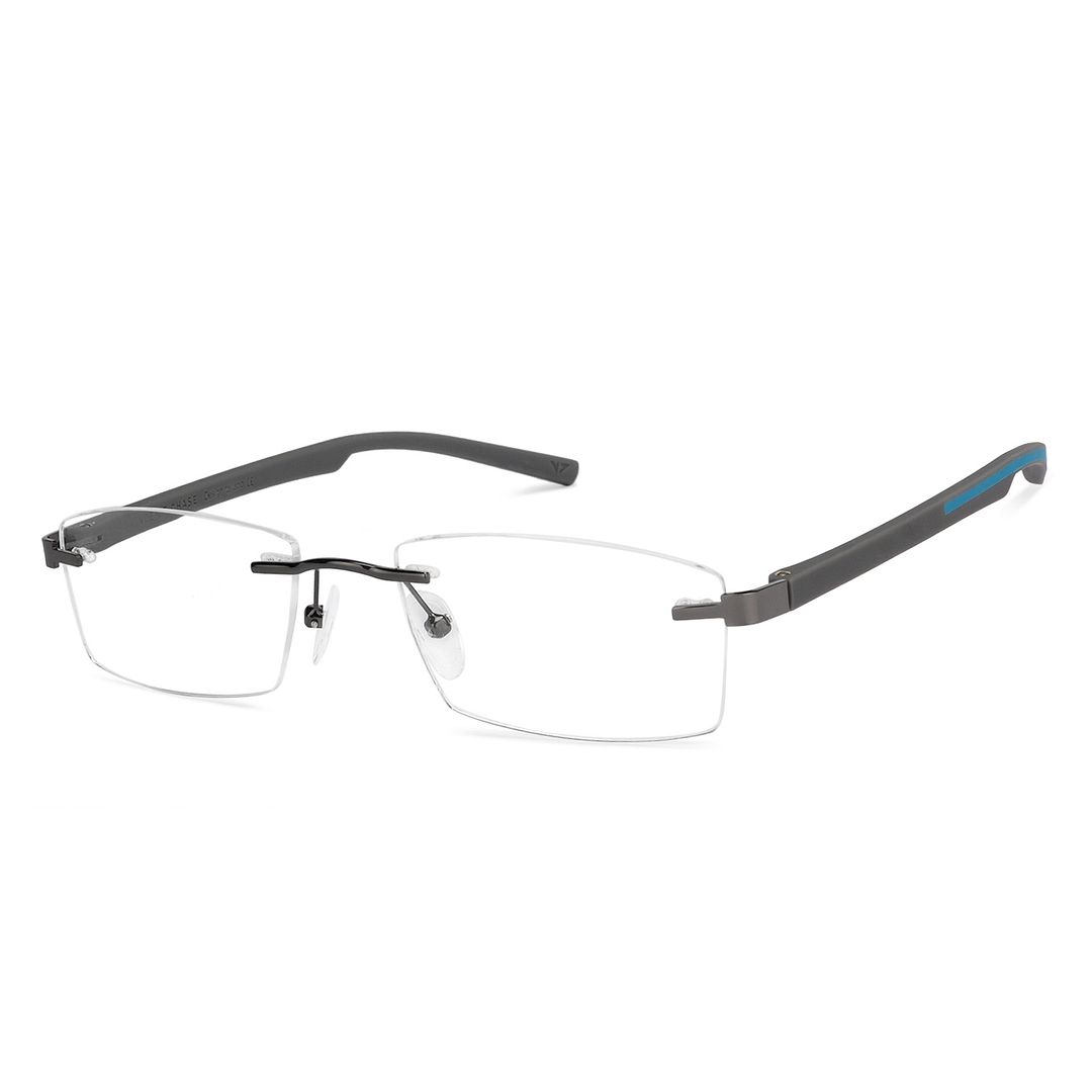 Lenskart Air Online Mid Gunmetal Rimless Rectangle right side
