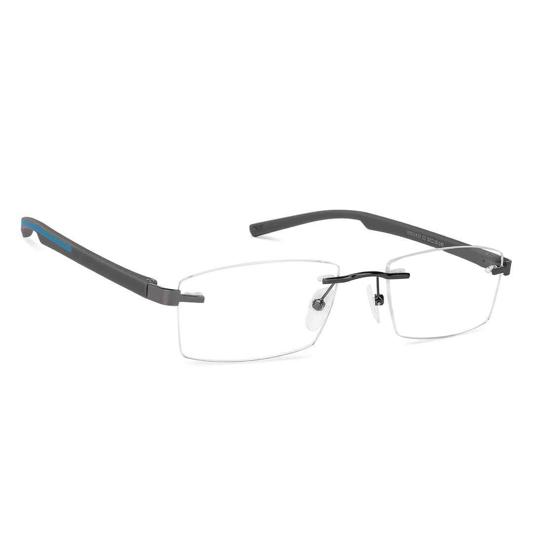 Lenskart Air Online Mid Gunmetal Rimless Rectangle left side
