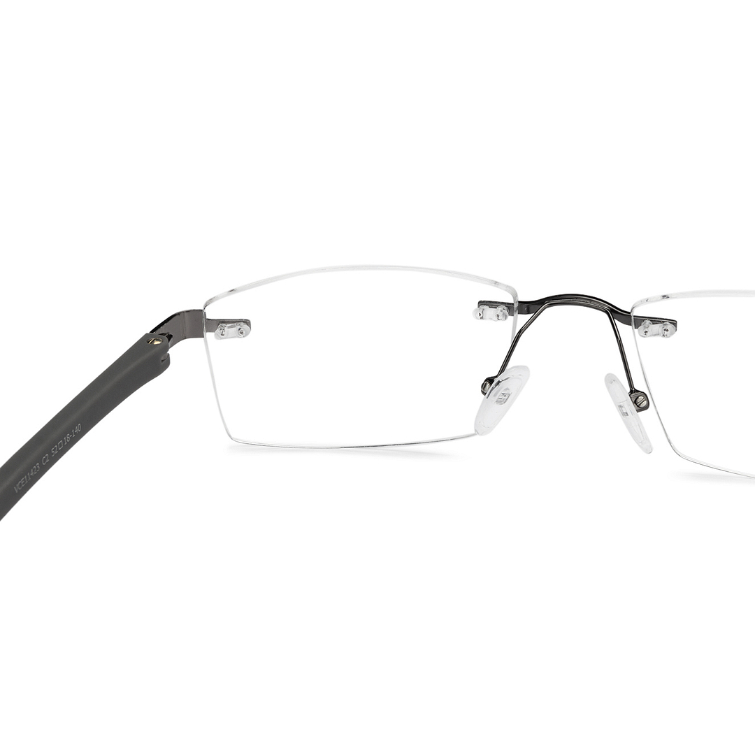 Lenskart Air Online Mid Gunmetal Rimless Rectangle left side