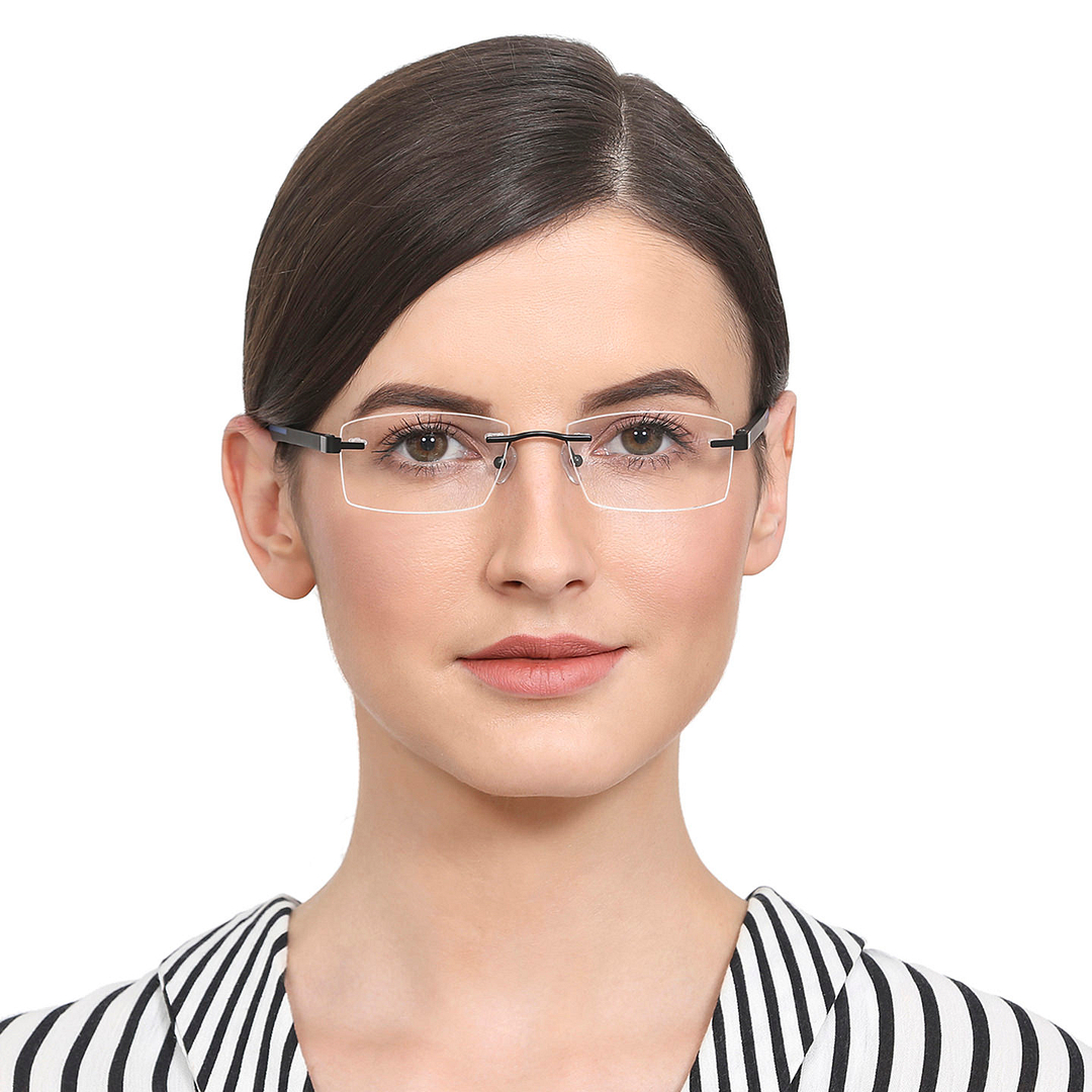 Lenskart Air Online Black Rimless Rectangle left side