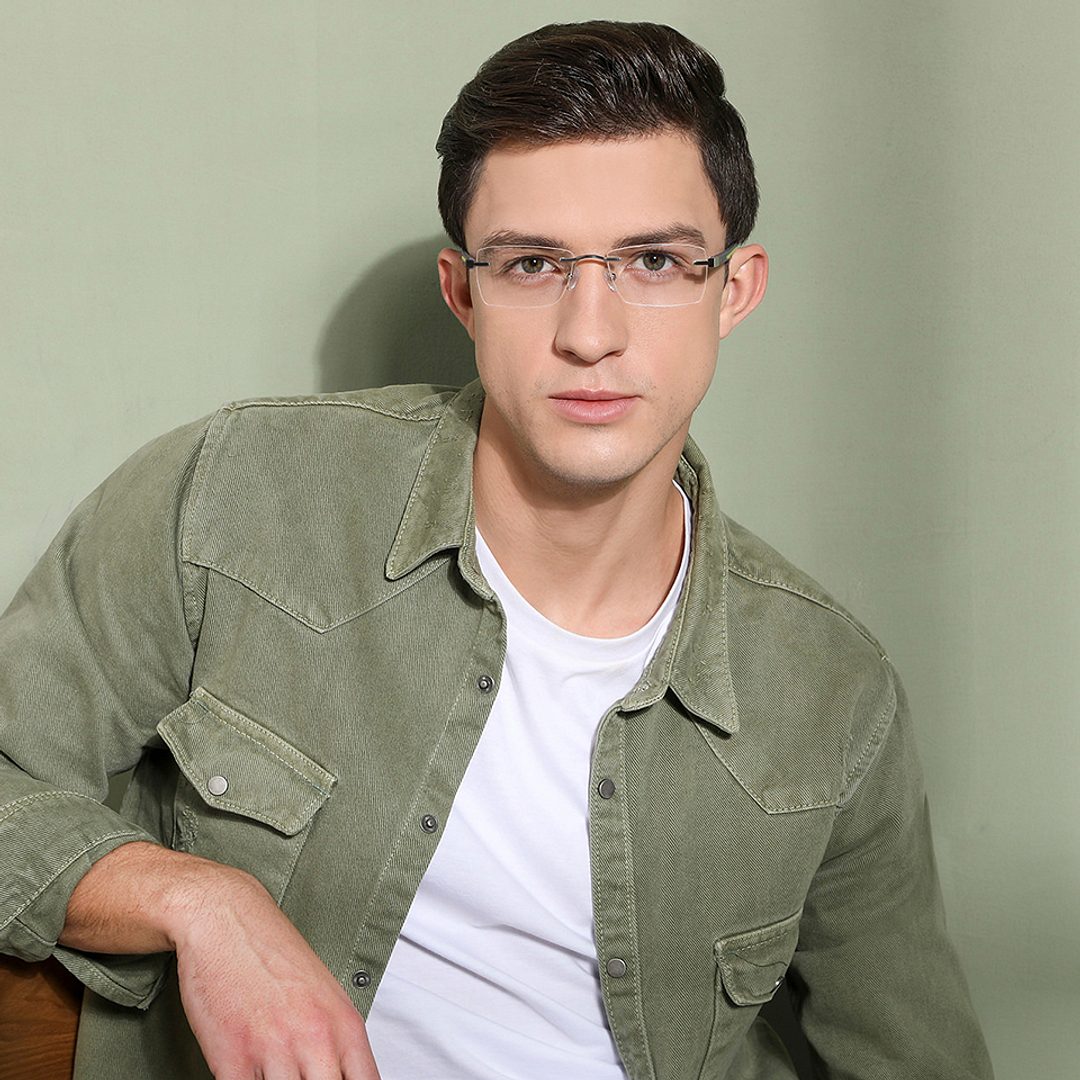 Lenskart Air Online Black Rimless Rectangle left side