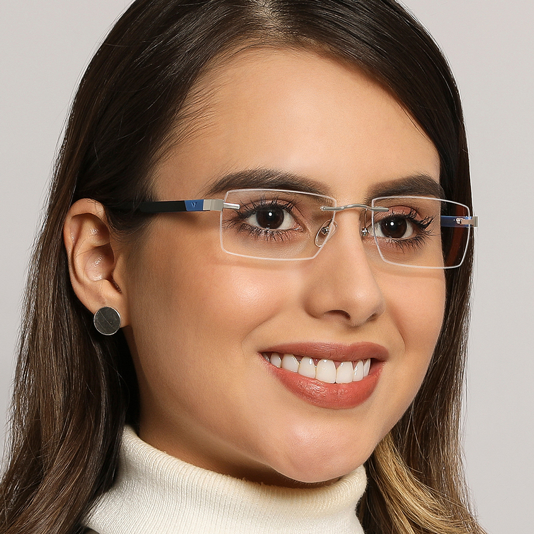 Lenskart Air Online Silver Rimless Rectangle left side