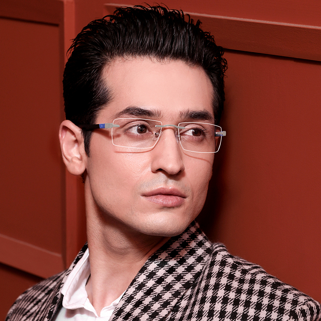 Lenskart Air Online Silver Rimless Rectangle right side