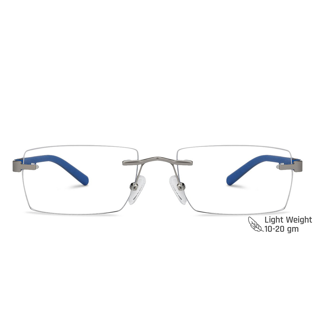 Lenskart Air Online Silver Rimless Rectangle left side