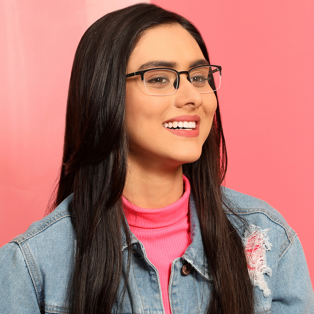 Lenskart Air Online Blue Transparent Half Rim Rectangle right side