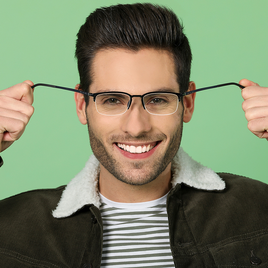 Lenskart Air Online Blue Transparent Half Rim Rectangle right side