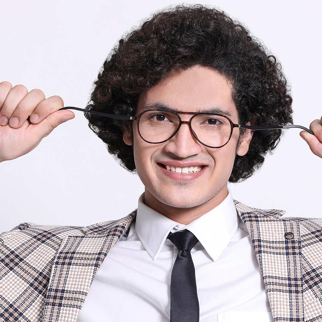 Lenskart Air Online Light Brown Full Rim Aviator left side