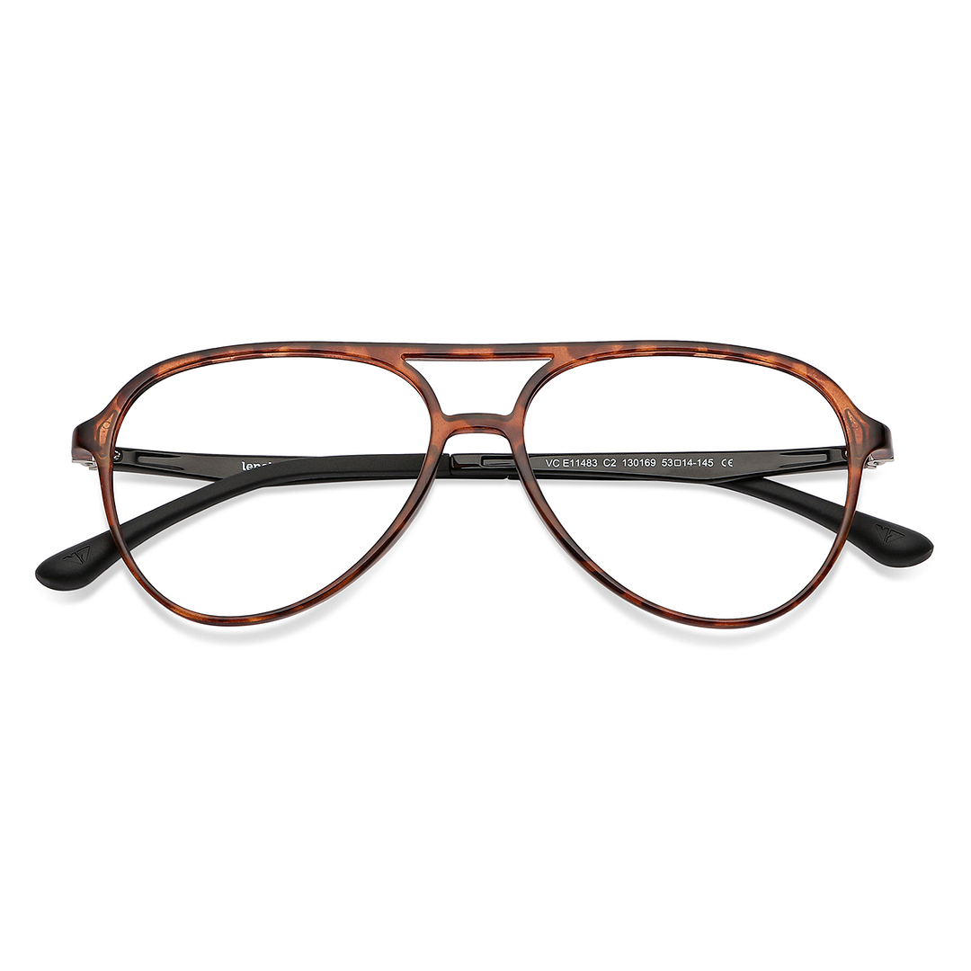 Lenskart Air Online Light Brown Full Rim Aviator left side