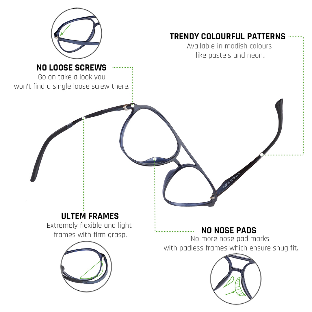 Lenskart Air Online Sky Blue Full Rim Aviator right side