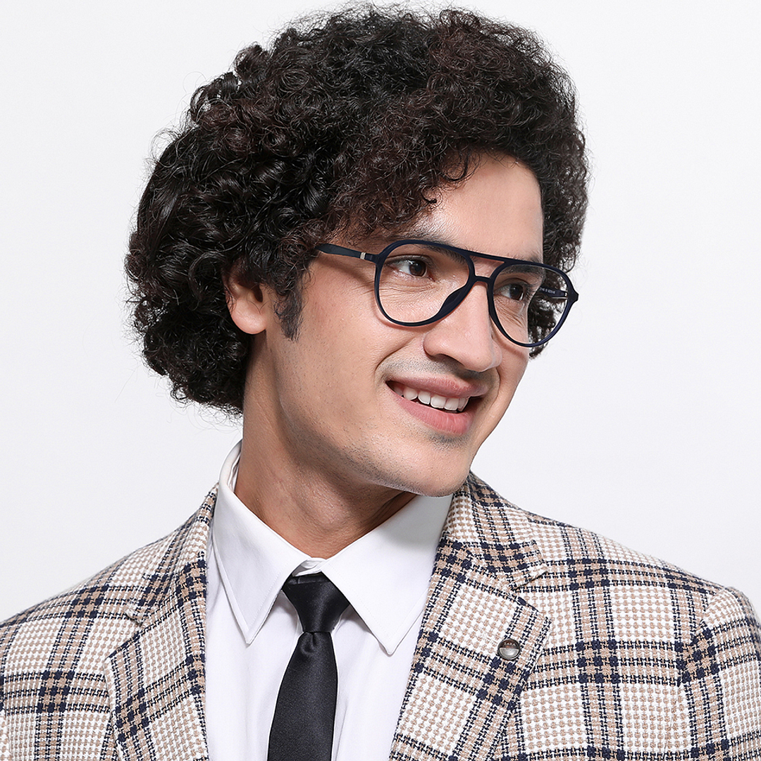 Lenskart Air Online Sky Blue Full Rim Aviator left side